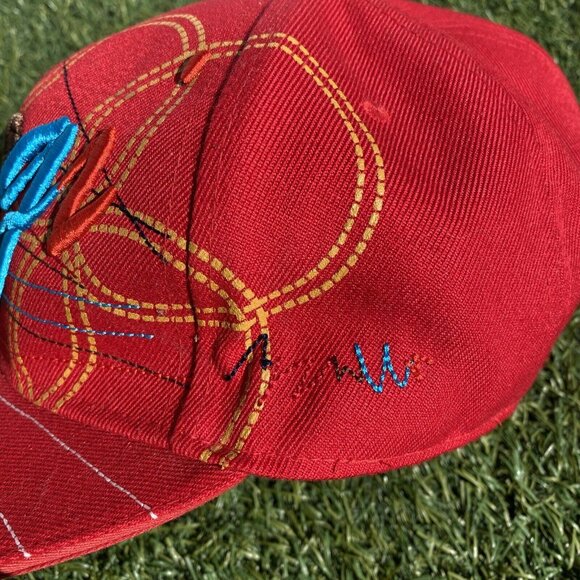 COOGI Mens Fitted Baseball Hat Cap Size 7 3/4 Red Embroidered - Picture 6 of 10